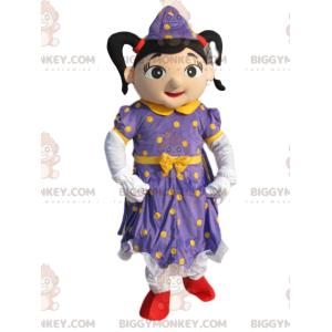 Fairy BIGGYMONKEY™ mascot costume with purple dress with yellow