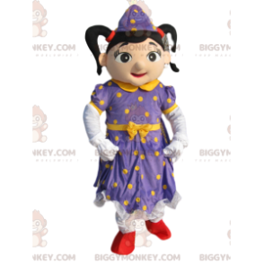 Fairy BIGGYMONKEY™ mascot costume with purple dress with yellow