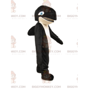 Traje de mascote BIGGYMONKEY™ de orca preta e branca com olhos