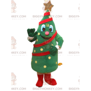 BIGGYMONKEY™ Cheerful Christmas Tree Mascot Costume with Gold