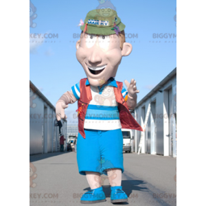 Traje de mascote de homem pescador de férias BIGGYMONKEY™ –