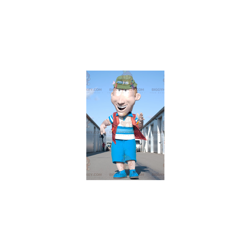 Costume da mascotte uomo pescatore vacanziere BIGGYMONKEY™ -