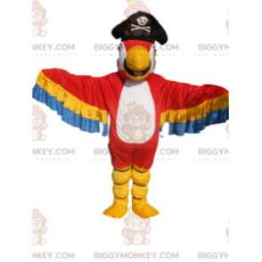 Kostium maskotka wielokolorowa papuga BIGGYMONKEY™ z kapeluszem