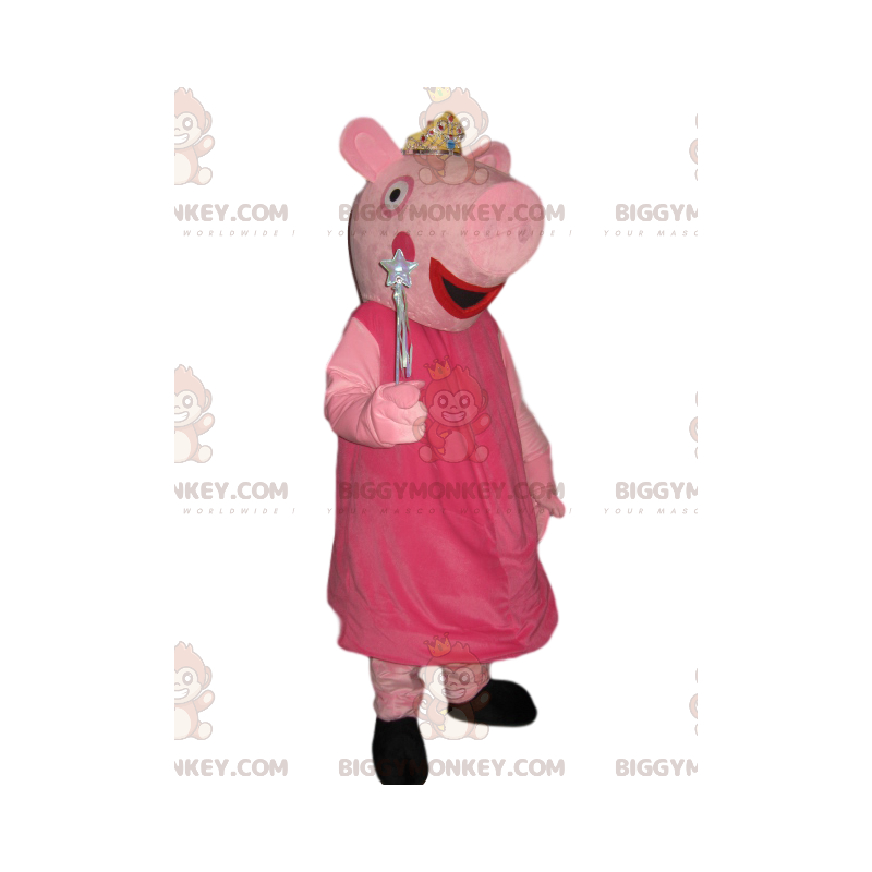 Peppa Pig BIGGYMONKEY™ maskotkostume med sølvkrone og
