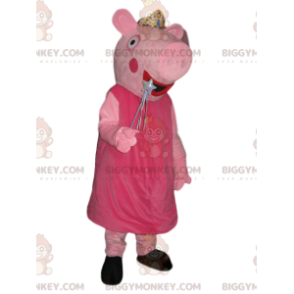 Disfraz de mascota Peppa Pig BIGGYMONKEY™ con corona plateada y
