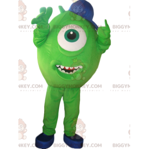 BIGGYMONKEY™ Costume da mascotte Ciclope verde con berretto blu