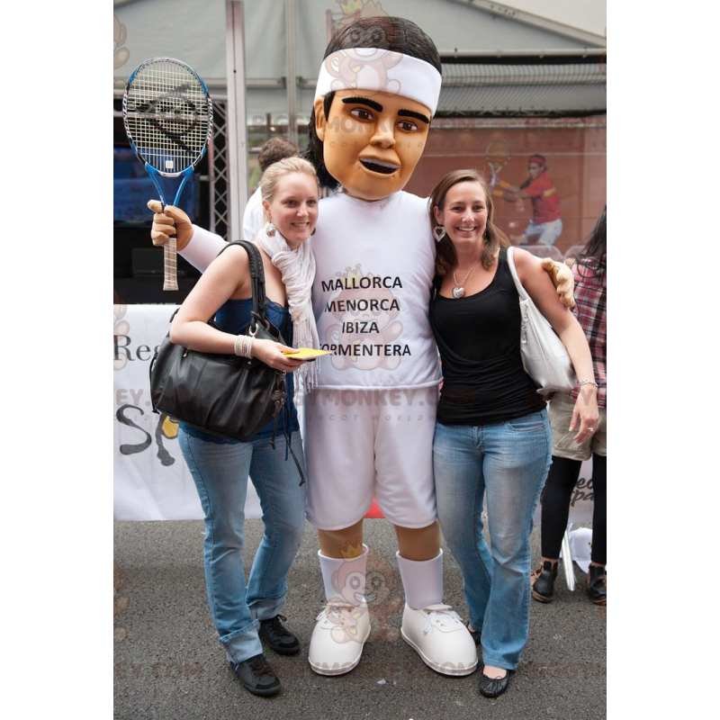 BIGGYMONKEY™ Sportsman-tennisspiller-maskotkostume i hvidt tøj