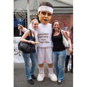 BIGGYMONKEY™ Sportsman Tennis Player Mascot Costume in White