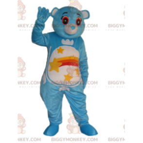 BIGGYMONKEY™ maskottiasu sininen karhu, jonka vatsassa on