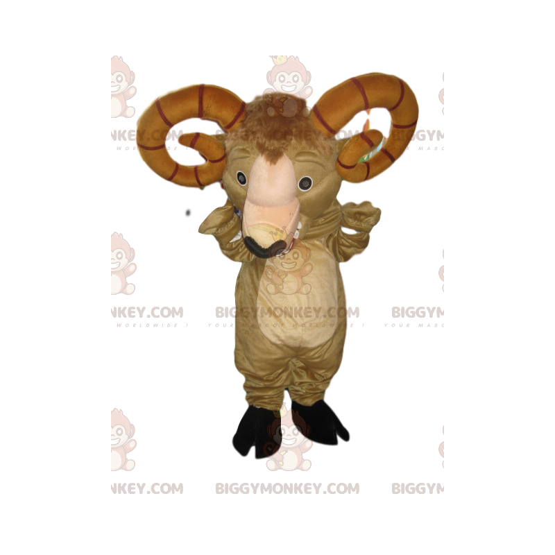 BIGGYMONKEY™ Costume da mascotte di ariete beige con enormi