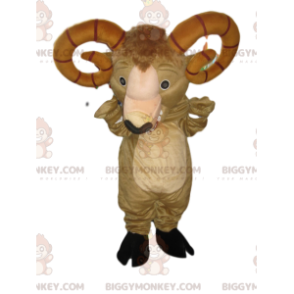 Traje de mascote BIGGYMONKEY™ de carneiro bege com chifres