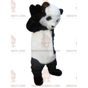 Disfraz de mascota BIGGYMONKEY™ de panda blanco y negro con una