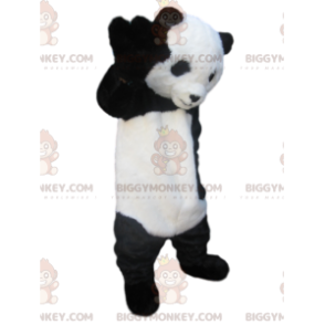 BIGGYMONKEY™ maskotkostume af sort og hvid panda med et kærligt