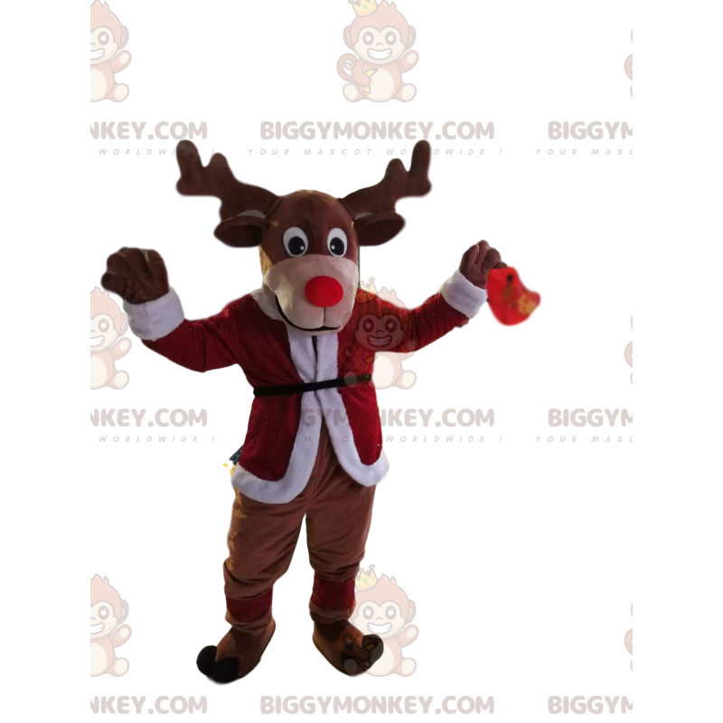 BIGGYMONKEY™ Reindeer Mascot Costume With Beautiful Red Nose -