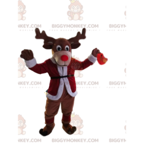 BIGGYMONKEY™ Reindeer Mascot Costume With Beautiful Red Nose -