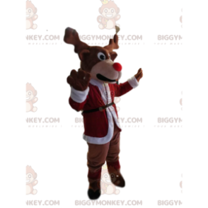 BIGGYMONKEY™ Reindeer Mascot Costume With Beautiful Red Nose -