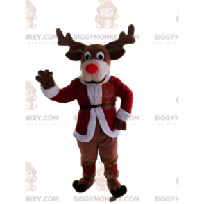 BIGGYMONKEY™ Reindeer Mascot Costume With Beautiful Red Nose -