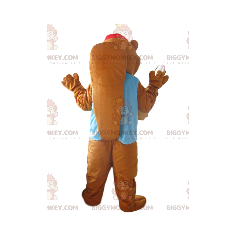 Costume de mascotte BIGGYMONKEY™ de castor marron avec une