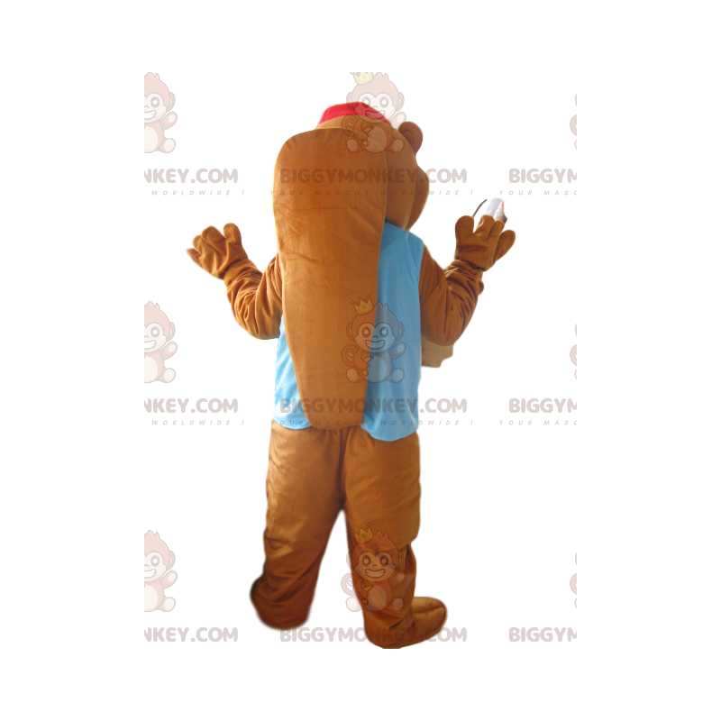 Kostium maskotki brązowego bobra BIGGYMONKEY™ z niebieską