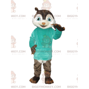 Traje de mascote de esquilo BIGGYMONKEY™ com camiseta azul –