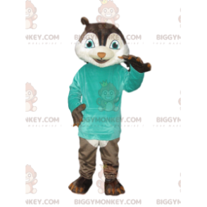 Squirrel BIGGYMONKEY™ Mascot Costume with Blue T-Shirt –
