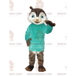 Traje de mascote de esquilo BIGGYMONKEY™ com camiseta azul –