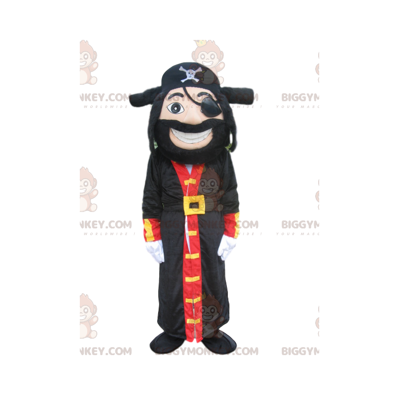 Kostým piráta BIGGYMONKEY™ maskota s velkým kabátem a pěkným