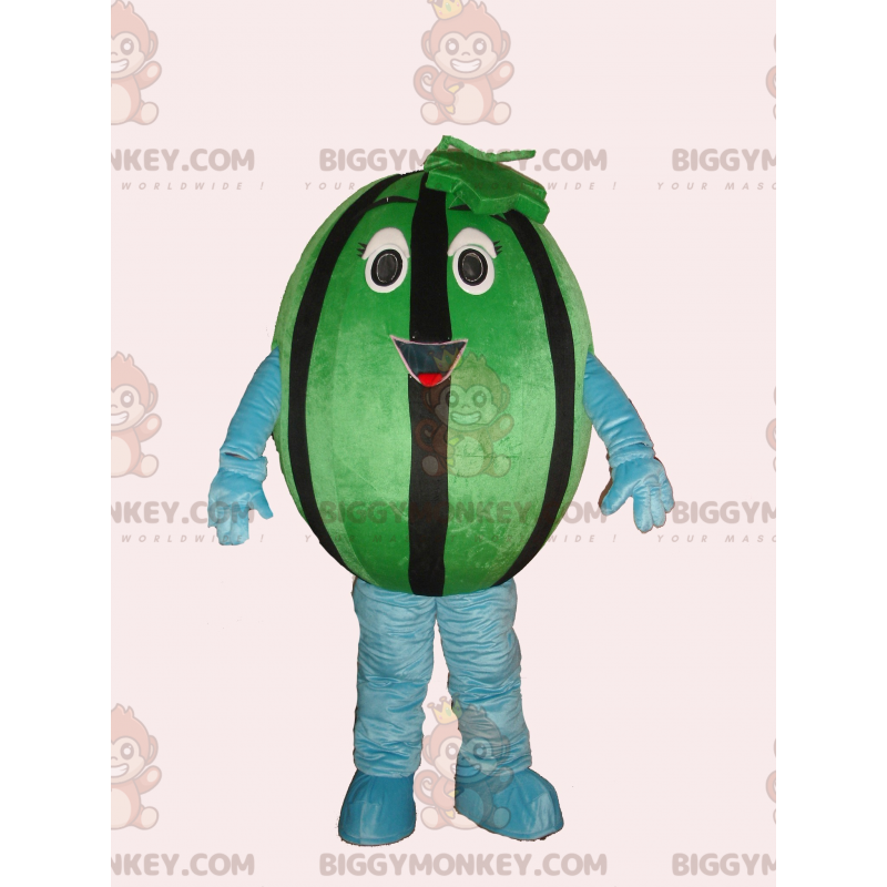 Lächelndes riesiges BIGGYMONKEY™-Maskottchenkostüm mit grüner