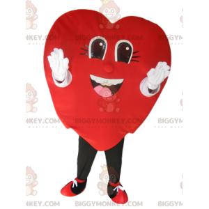 Costume de mascotte BIGGYMONKEY™ de cœur rouge en velours très