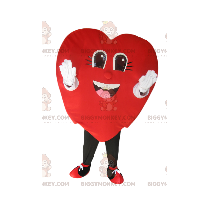 Costume de mascotte BIGGYMONKEY™ de cœur rouge en velours très