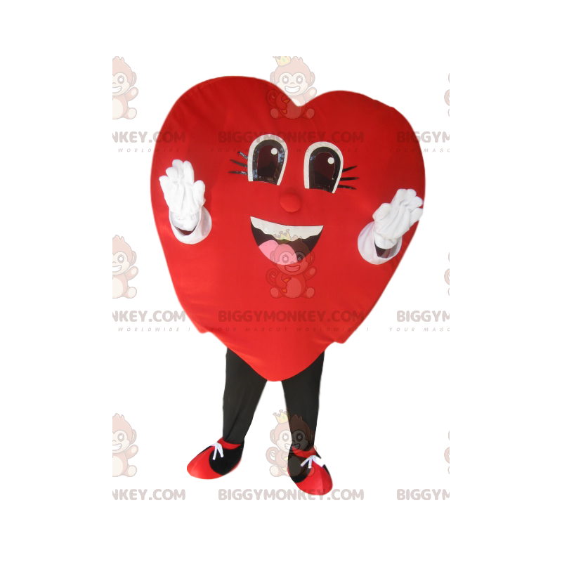 Very Smiling Red Velvet Heart BIGGYMONKEY™ Mascot Costume –