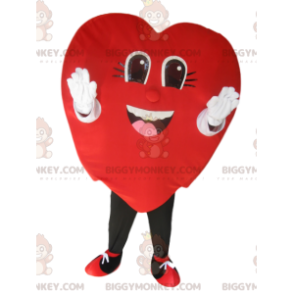 Costume de mascotte BIGGYMONKEY™ de cœur rouge en velours très
