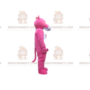 BIGGYMONKEY™ Mascottekostuum Pink Panther met grote rode neus -