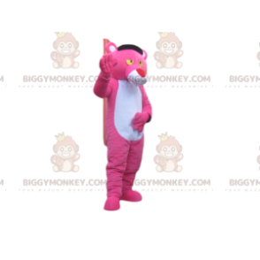 BIGGYMONKEY™ Maskotkostume Pink Panther med stor rød næse -