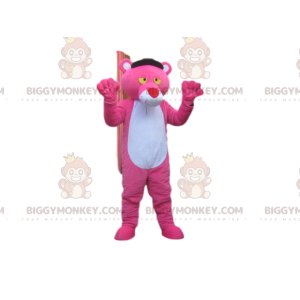 BIGGYMONKEY™ Mascottekostuum Pink Panther met grote rode neus -