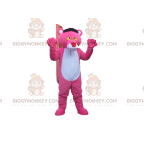 BIGGYMONKEY™ Maskotkostume Pink Panther med stor rød næse -