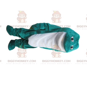 Disfraz de mascota de rana de terciopelo azul y blanco