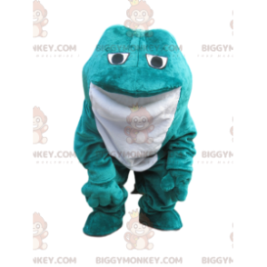 Blauw en wit fluwelen kikker BIGGYMONKEY™ mascottekostuum -