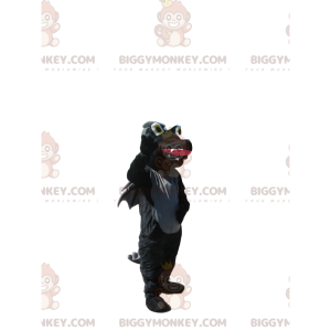 Costume de mascotte BIGGYMONKEY™ de dragon noir et gris avec