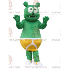 Traje de mascote BIGGYMONKEY™ ursinho verde com cueca canguru