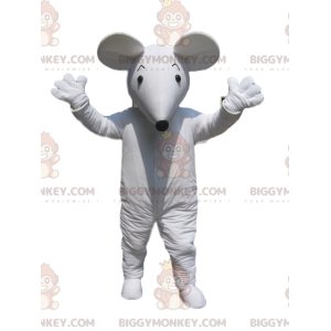 Witte muis BIGGYMONKEY™ mascottekostuum met zwarte snuit -