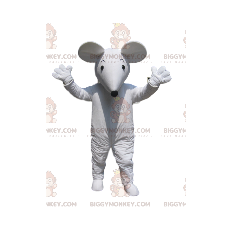 Costume de mascotte BIGGYMONKEY™ de souris blanche avec son