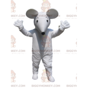 Kostým maskota bílé myši BIGGYMONKEY™ s černou tlamou –