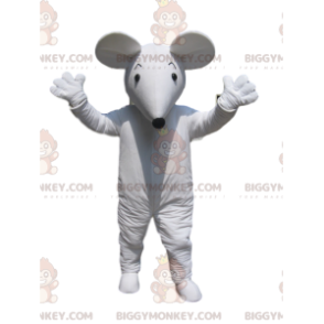 Witte muis BIGGYMONKEY™ mascottekostuum met zwarte snuit -