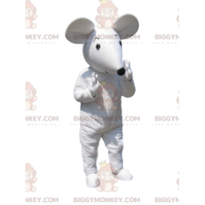 Biała myszka kostium maskotka BIGGYMONKEY™ z czarnym pyskiem -