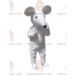 Disfraz de mascota White Mouse BIGGYMONKEY™ con bozal negro -