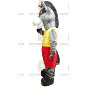 BIGGYMONKEY™ Costume da mascotte Asino grigio con abbigliamento