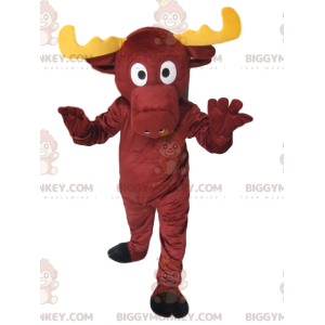 BIGGYMONKEY™ Costume da mascotte Cervo marrone vivace con corna