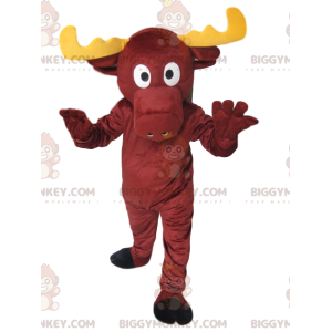 BIGGYMONKEY™ Mascot Costume Vibrant Brown Deer With Yellow