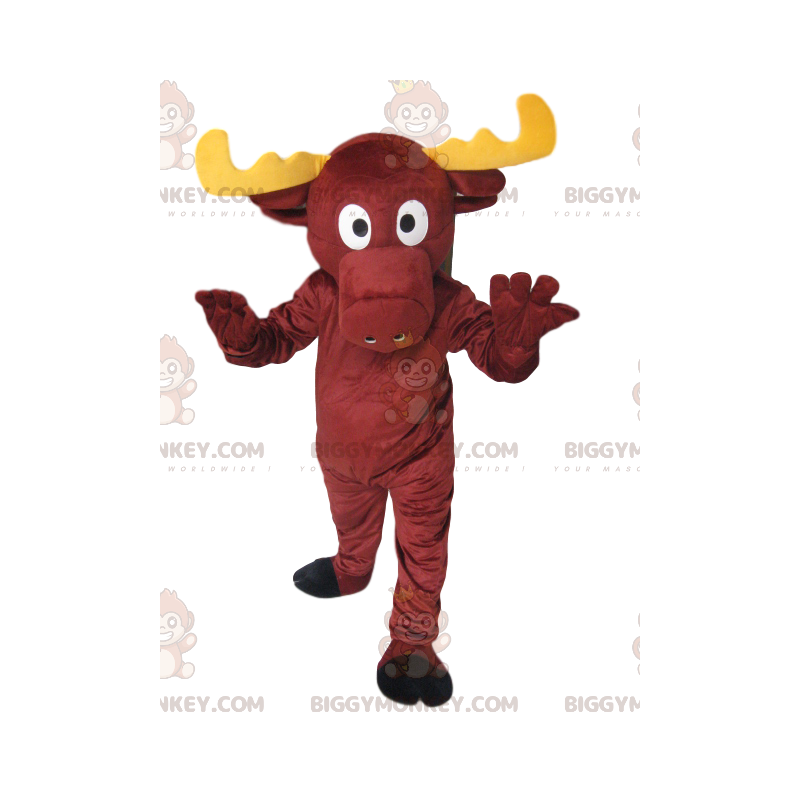 BIGGYMONKEY™ Mascot Costume Vibrant Brown Deer With Yellow